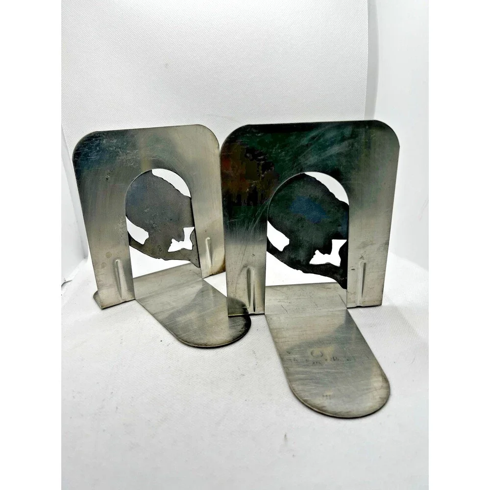 vintage owl figurine metal bookends pantina rustic art library decor bird